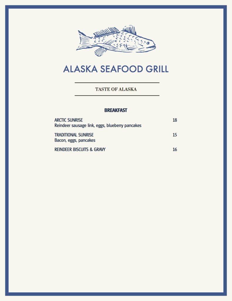 Alaska Seafood Grill Menu
