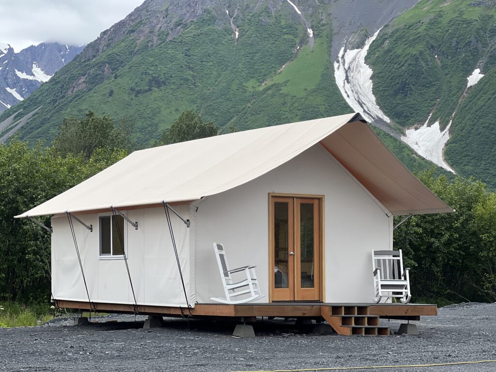 Glamour Camping Cottage at Howling Wolf Glamour Campground in Seward Alaska
