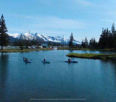Kayaking on a private lake at Alaska Adventure Park